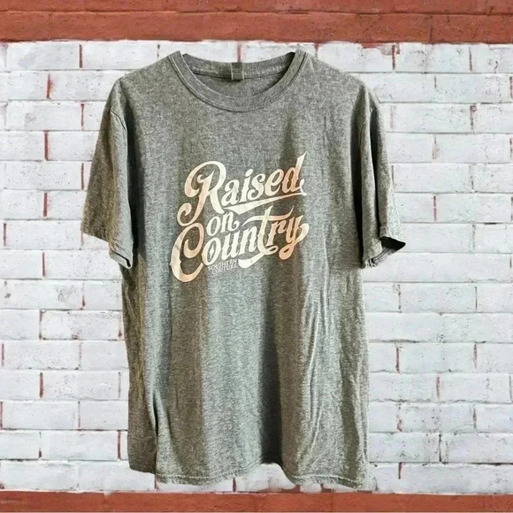 Gildan Tops - Gildan Gray Raised on Country Tee